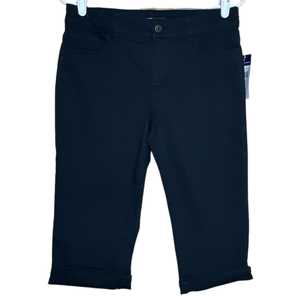NWT Chaps Icon Black Denim Capri Pants Size 6 Coastal Resort Casual - Picture 2 of 10